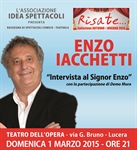 Il 1 marzo il conduttore e comico Enzo Iacchetti sarà di scena al Teatro dell'Opera di Lucera